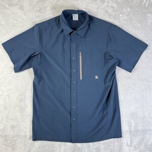 Back Country Performance Snap Polo Men's Medium Blue Short Sleeve Shirt Hiking